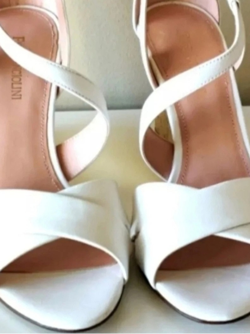Enzo Angliolini Gold Wedge Sandals Leather Ankle Strap...